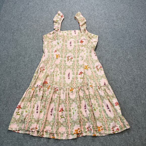 Women's Aguabendita for Target Pale Pink Floral Sundress Ruffle Bottom Size M - Picture 6 of 9